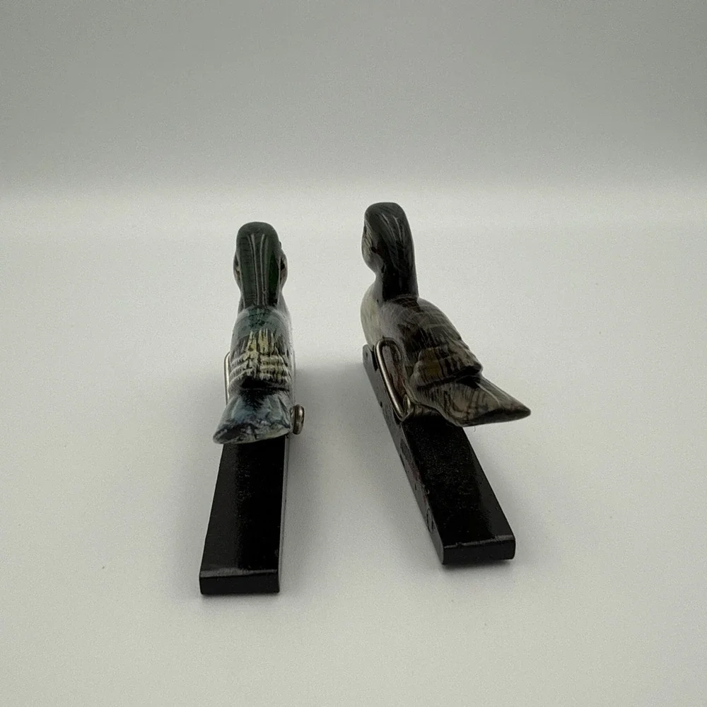 2 Vintage Hand Painted Wooden Ducks Clothespin